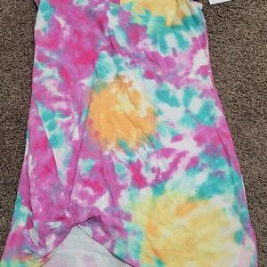 Kohl's Brown and Cream Twist Hem Tee Dress